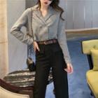 Double-breasted Long-sleeve Top / High Waist Cropped Pants