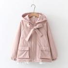 Bow Front Hooded Zip Jacket
