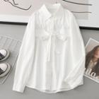 Long Sleeve Bow Detail Shirt White - One Size