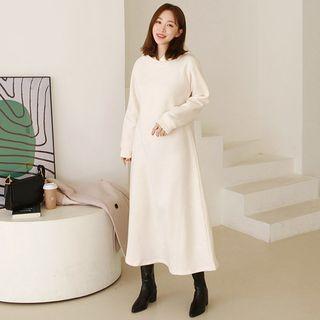 Napped Flared Long Hoodie Dress