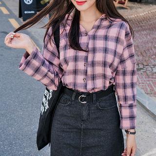 Button-back Plaid Shirt