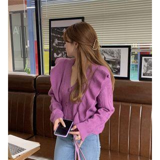Ruffled Cardigan Purple - One Size