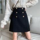 Button-embellished Mini A-line Skirt
