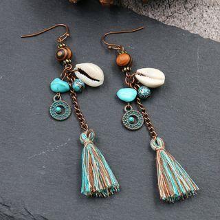 Shell Turquoise Tassel Dangle Earring