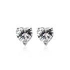 Fashion Romantic Heart Shaped Cubic Zircon Stud Earrings Silver - One Size