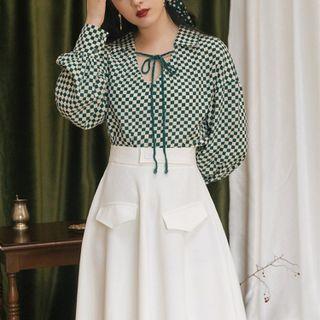 Set: Checkerboard Blouse + Skirt