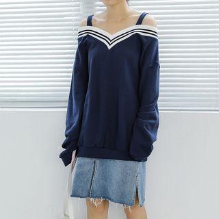 Loose-fit Off-shoulder Striped Top