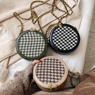 Houndstooth Round Crossbody Bag