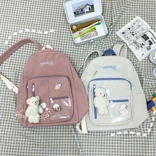 Bear Charm Pvc Panel Backpack