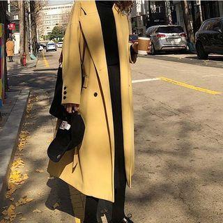 Notch Lapel Double Breasted Plain Coat