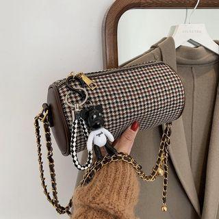 Houndstooth Cylinder Crossbody Bag