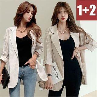 Set: Blazer + Sleeveless Top + Chain Necklace