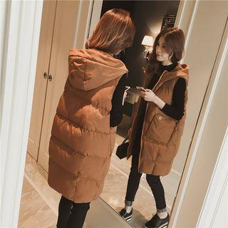 Pocket Detail Hooded Padded Vest
