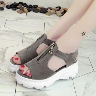Platform Front Zip Sandals