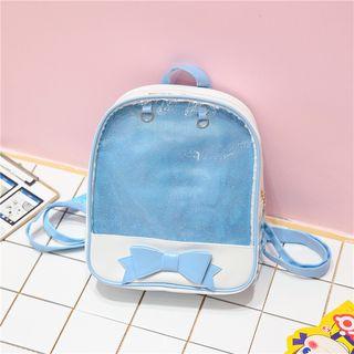 Ribbon Faux Leather Backpack