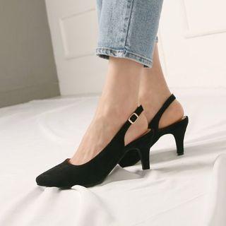 Pointy-toe Suedette Slingback Pumps