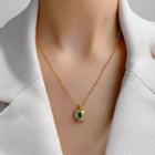Rectangle Rhinestone Pendant Alloy Necklace Type A - Gold - One Size