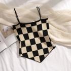 Checkerboard Knit Camisole Top / Shrug