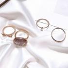 Set Of 5: Alloy Ring (assorted Designs) Adjustable - Set Of 4 - One Size