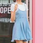 Frill Trim Spaghetti Strap Dungaree Shorts
