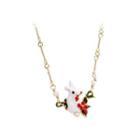 Fashion Cute Plated Gold Enamel Rabbit Necklace Golden - One Size