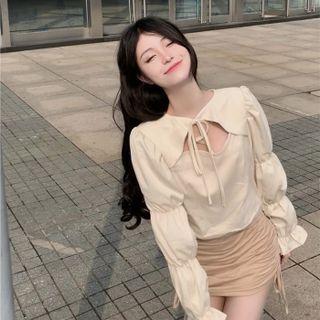 Bell-sleeve Cut-out Top
