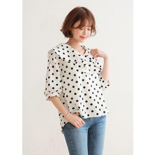 Ruffled Polka-dot Cotton Top