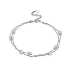925 Sterling Silver Simple And Fashion Square Bracelet With Austrian Element Crystal Silver - One Size