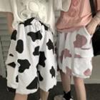 Couple Matching Cow-pattern Print Wide Leg Shorts