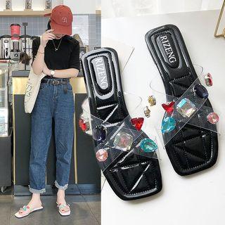Embellished Transparent Slide Sandals