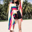 Striped Wrap Beach Cover-up