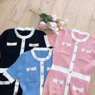 Multi-pocket Piped Knit Dress