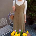 Tie-back Button-front Jumper Dress