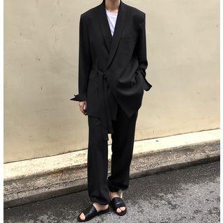 Tie-front Blazer / Straight-cut Dress Pants