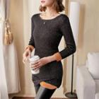 Fleece Lined Long-sleeve Knit Dress