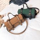 Contrast-trim Studded Flap Boston Bag