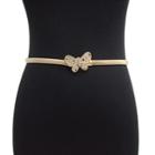 Rhinestone Butterfly Buckled Metal Chain Belt Gold - One Size