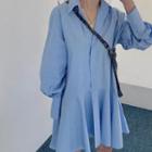 Plain Shirt Dress Sky Blue - One Size