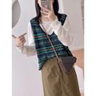 Long-sleeve Mock Two-piece Patterned T-shirt