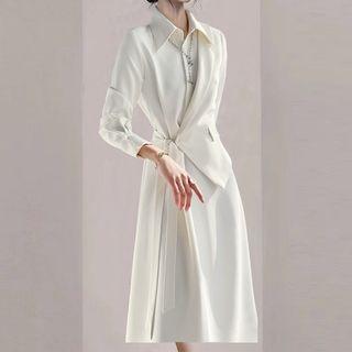 Tie-side Paneled Shirtdress