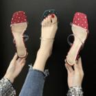 Square-toe Dotted Stiletto Heel Slide Sandals