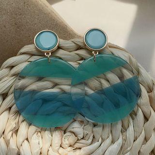 Color Panel Circle Drop Earrings As Shown In Figure - One Size