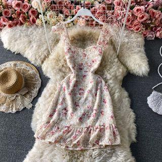 Embroidered Lace Strappy Dress