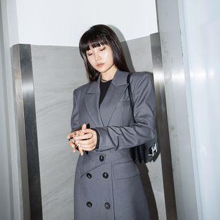 Plain Button Loose-fit Blazer Coat