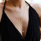 Drop Faux Pearl Triangle Necklace