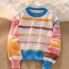 Long-sleeve Color Block Striped Sweater