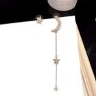 Non-matching Rhinestone Star Moon Drop Earring 1 Pair - Silver Stud - Gold - One Size