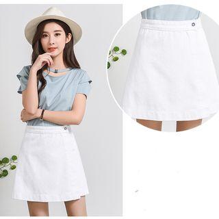 Wrapped Denim A-line Skirt