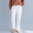 Plain Cropped Pants White - Pants - F