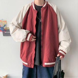 Two Tone Zip-up Baseball Jacket